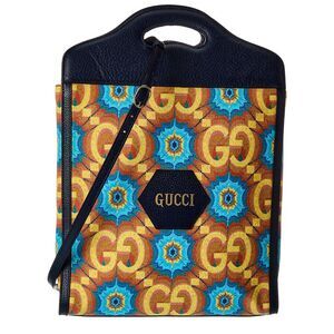 Gucci Centennial 100 Medium Leather Tote, Blue